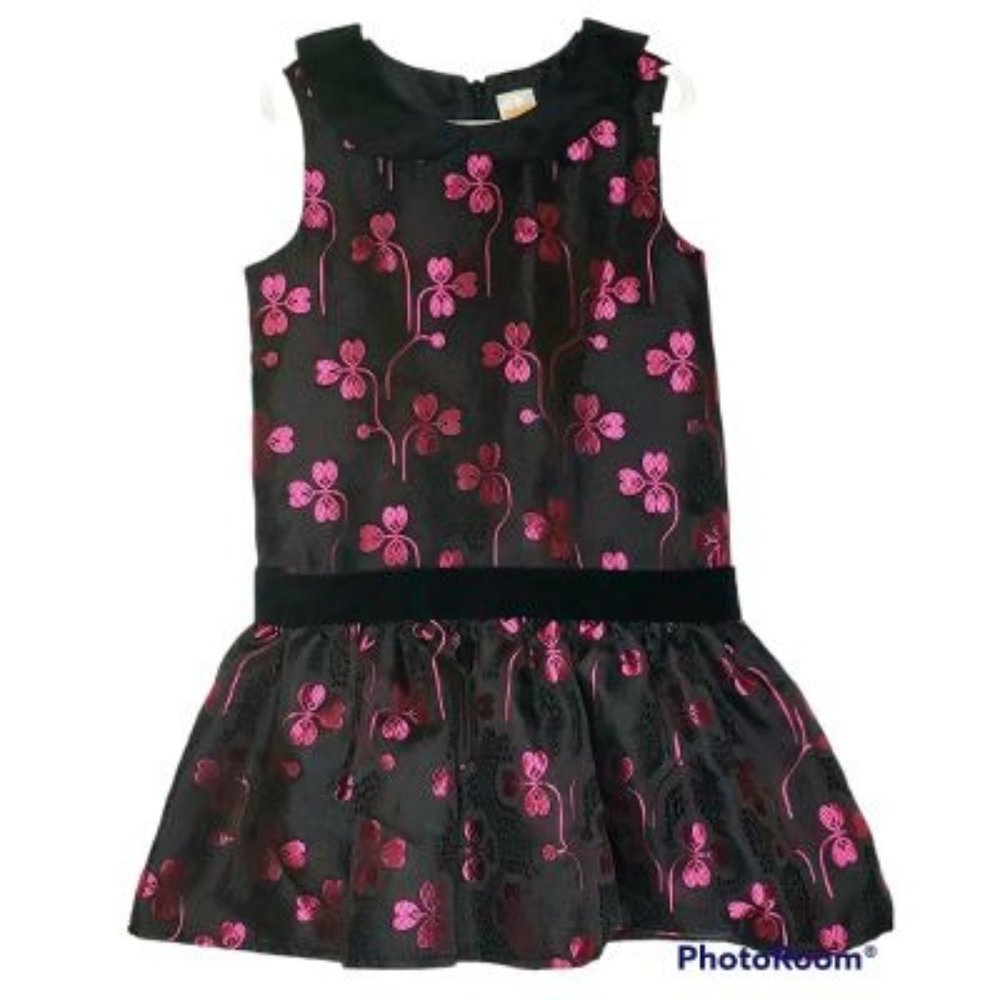 GYMBOREE - Girls Black & Pink Flowered Party Easter Dress Size 6